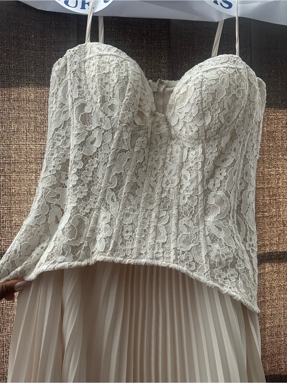 Elegant Ivory Pleated Corset Gown - Picture 7 of 8